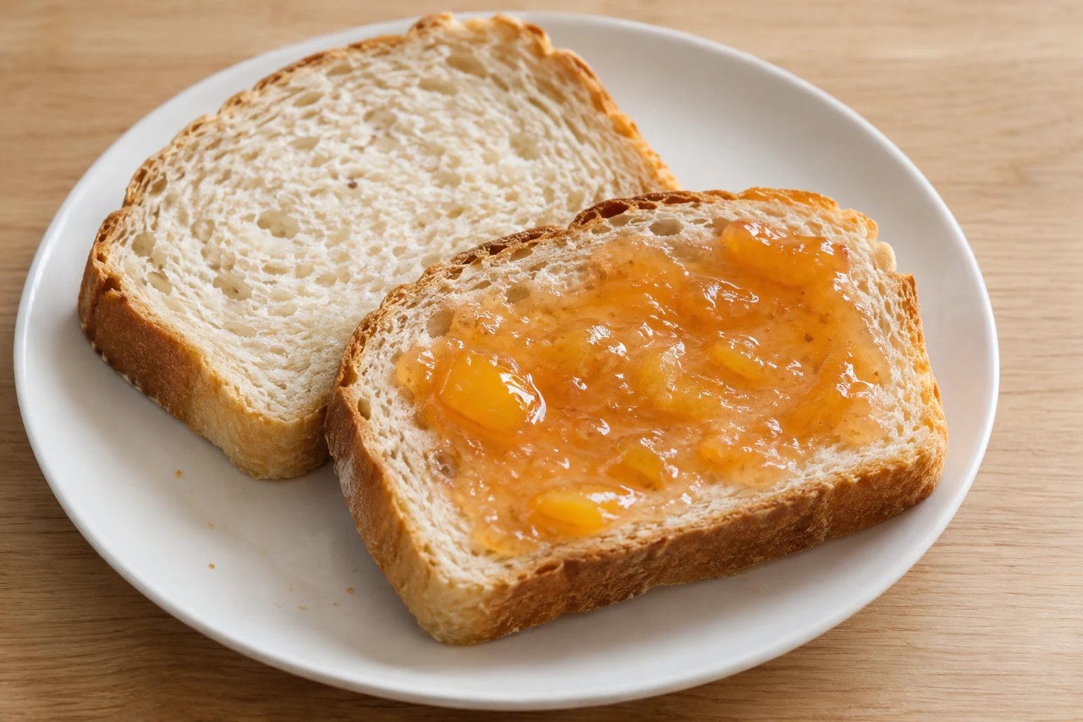 복숭아잼을 얇게 바른 빵